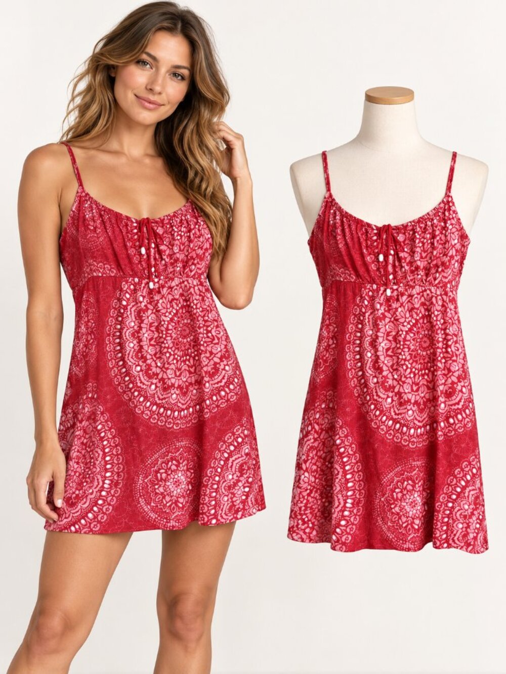 Tommy Bahama | Pink Red Medallion Empire Waist Sundress | Size XL